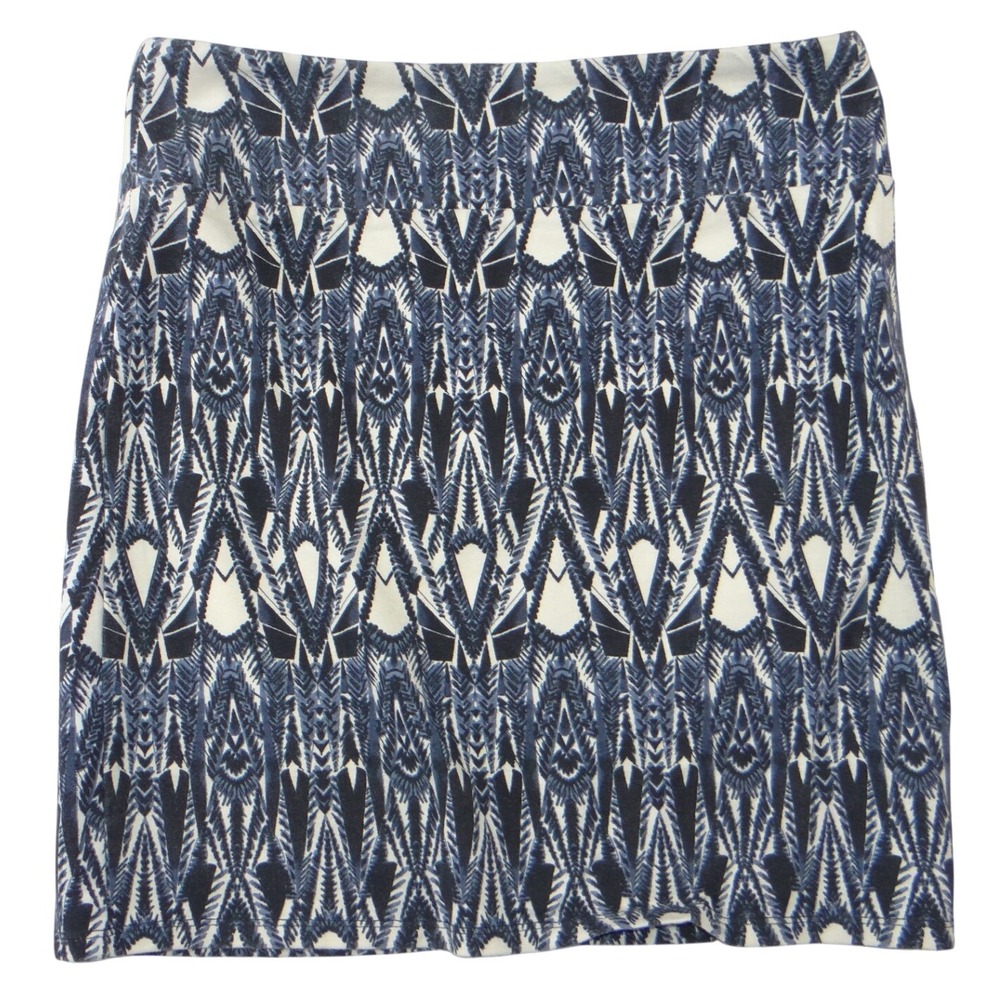 American Eagle Outfitters Blue White Geometric Tribal Print Mini Skirt Womens M